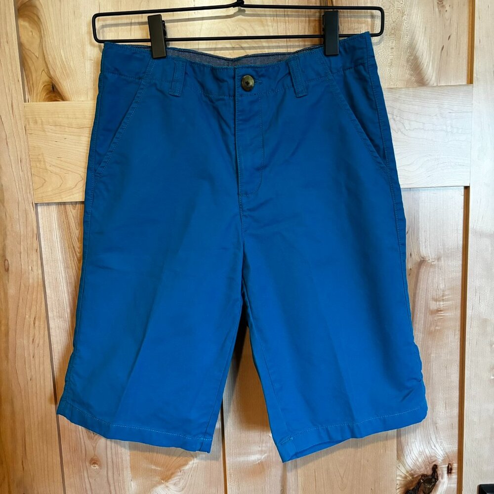 Crazy 8 Boys 100% Cotton Chino Shorts Brigth Blue Size 12 Adjustable Waist Tabs